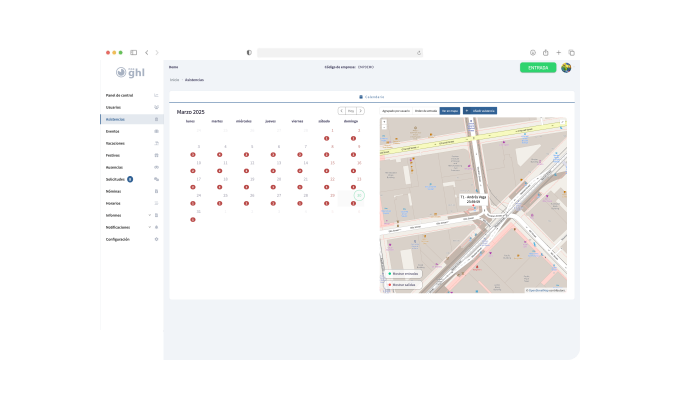 Captura de pantalla del panel de administración de Noa GHL