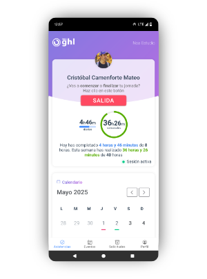 Captura de pantalla de la app de Noa GHL