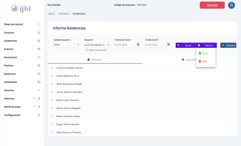 Captura de pantalla Panel de Noa GHL 4